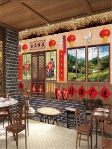 Retro Waterproof Self Adhesive Wall Decals Restaurant Partition Background Wall Stickers Farmhouse Dining Hall Decor PVC Material