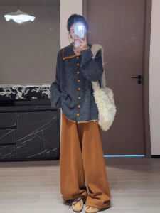 XUECAIQI | Old Money Style Turn-down Collar Cardigan and Pants Set Female
