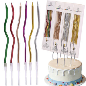 60/30pcs Metaliic&Macaron Color Spiral Candle / Smokeless Cake Topper Birthday Candles / Wedding Anniversary Party Cake Decoration
