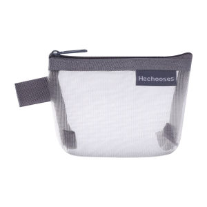 3D Triangle Nylon Coin Purse Large Capacity Transparent Mesh Key Card Storage Bag with Zipper for Travel