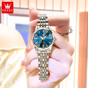 OLEVS 9977 Women Quartz Fashion Watch Gift Round-dial Stainless Steel Watchband Wristwatch Calendar Luminous