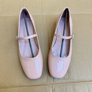 Pháp Vintage Bóng Da Giày Mary Jane Gót Thấp Đầu Vuông Slip-On Nữ Thời Trang Thoải Mái Giày Có Khóa Chi Tiết