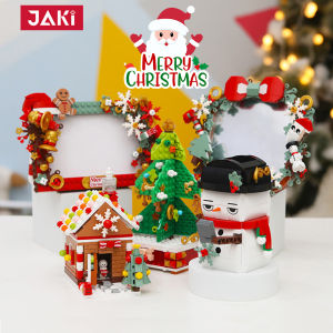 JAKI Merry Christmas Series Building Blocks Snowman Gingerbread House Christmas Tree Wreath Santa Claus Toys JK5109 JK5110 JK5111 JK5118 Bricks Gift Exchanged Present Cute Educational Children Kids Creative DIY Assembly Display Decoration Ornaments JADEL