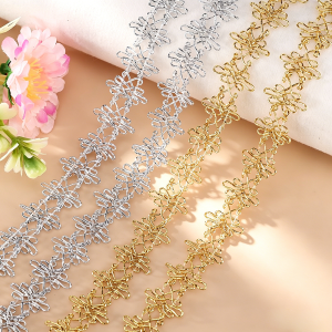 5m/16.4ft Each Pack 1.6cm Lace Trims golden Ribbon for Dress bras Costume Curtain braid cord Pillow DIY Handmade Craft Decorat