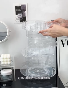 ❣️SPACEIDEAS❣️ Dustproof and Height Adjustable 360 Rotation Makeup Organizer Box Makeup Box Makeup Holder Makeup Stand Cosmetics Box Cosmetics Holder Cosmetics Stand Perfumes Box Perfume Stand Perfume Holder Figures Display Box Toy Blind Box Display Box
