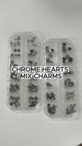 [Vainpot-SG] Chrome Hearts Mix Charms / 3D Nail Art Charms | Cross Star Butterfly Heart Silver Nail Decos