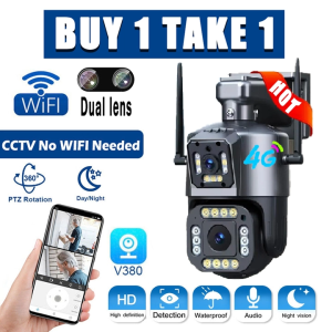 【Free 4G SIM Card】V380 Pro Dual Lens CCTV Camera Connect Cellphone With Audio and Speaker No Need Wifi Outdoor Wireless IP Security Camera 360 Auto Tracking Waterproof Night Vision Baby Monitor waterproof Surveillance