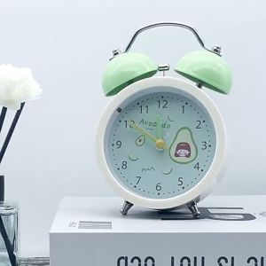 Đồng hồ báo thức để bàn họa tiết TRÁI CÂY chuông đôi có đèn trang trí