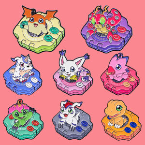 Huy Hiệu Men Anime Digital Monster - Huy Hiệu Khủng Long Vui Nhộn Dành Cho Ba Lô Cổ Áo Cài Áo Mũ Quà Sinh Nhật Trẻ Em Hợp Kim Kẽm