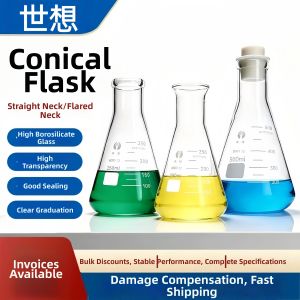 High-Temperature Resistant Borosilicate Glass Erlenmeyer Flask with Graduations and Stopper