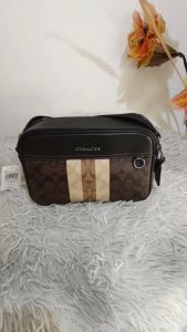 Coach กระเป๋าสะพายข้าง COACH C9965 Graham Crossbody in Blocked Signature Canvas with Varsity Stripe 💯% Authentic