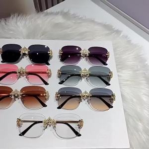 Vintage Luxury Rimless Square Sunglasses For Women Men 2026 Fashion Brand Designer Retro Sun Glasses Outdoor Driving Shade UV400
