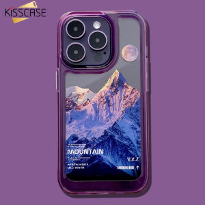 KISSCASE Mountain Scenery Dark Purple Painting Color Suitable For Apple 14 Mobile Phone Shell New Iphone13Pro Transparent 11/12 Couple Space Shell