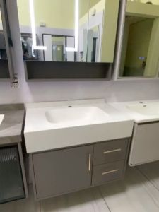 LIÊN HỆ FREESHIP Tủ chậu gương lavabo phòng tắm CT68 Gương Led cửa hít nhựa PVC đặc lõi cao cấp siêu bền đẹp kích thước mặt lavabo 50x80 cm