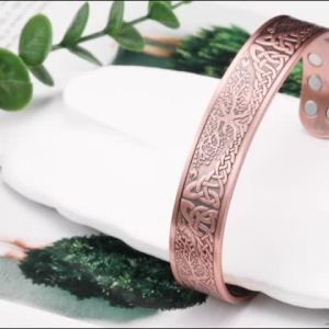 Aradoo | Pure Copper Cuff Bracelet 18Pcs 3500 Gauss Strong Magnetic Therapy Open Bracelet