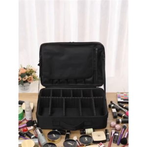 🇸🇬 Travel Makeup Train Case Makeup Cosmetic Case Organizer / Portable Artist Storage Bag with Adjustable Dividers for Cosmetics Makeup Brushes Toiletry Jewelry Digital Accessories