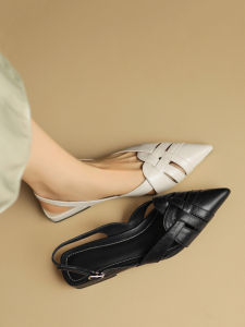 Fashionable Comfortable Womens Pointed Toe Woven Hollow Sandals Flat Bottom Roman Style Shoes Breathable Casual Loafers