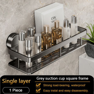 Suction Cup Bathroom Shelf No Drill Wall Mounted Shampoo Bottle Shower Rack Toilet Storage Rack Aluminum Bathroom Kitchen