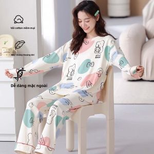 Bộ đồ ngủ nữ MiiOW Cat Person bằng cotton dài tay dễ thương thoải mái - mùa thu