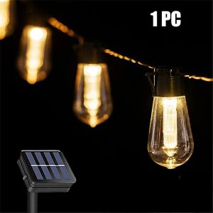 Vintage-Style Bulb Garland Solar Powered Warm Glow with Black Sockets for Courtyard Decorating