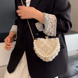 CALVIERO COLLECTION G3220 PARTY BAG LOVE BAG TAS PESTA BENTUK LOVE GLITTER IMPORT HANDBAG WANITA TALI MUTIARA