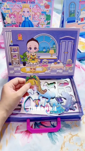 Magnetic Quiet Book Dress-up Stickers Fun Magnetic Box Kuromi Elsa Cute Magnetic Girl Painting Stickers Toy Storage Box