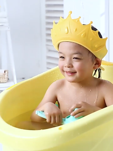 Baby Shower Cap Crown Adjustable Ear Protection Anti Water Reflux Baby Shower Head Bath Cap Kid Shampoo Cap