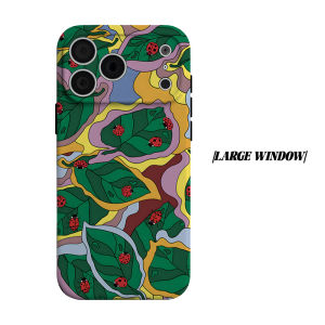Leaf Ladybug Cartoon Print Phone Case for iPhone 18 17 16 15 14 13 12 11 Air Pro Max Plus Double-layer Cover