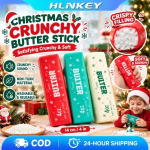 HLINKEY Crunchy Christmas Butter Bar Fidget Toy Realistic Salted Butter Shape White Slice Filling Non-Rebound Jelly Stress Reliever Holiday Gift