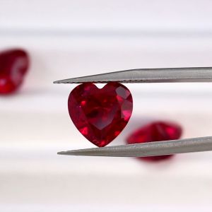 Cadermay Heart Shape Lab Grown Ruby With Inclusions Loose Stone Pegion Blood Red Color For Jewelry Making DIY