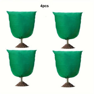4 Pack Winter Plant Covers Freeze Protection GreenFrostBlanketsWith Zipper Drawstring For Outdoor Potted Shrub Tree Cold Weather