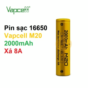[P37] Pin sạc Lithium Li-ion 16650 Vapcell M20 Dung lượng 2000mAh Xả 8A Chính Hãng  5.0  19 đánh giá Đã bán