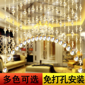 Crystal Bead Door Curtain Popular Bathroom Partition Living Room Bedroom Balcony Hanging Curtain No Punching Required