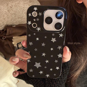 Korean Full Screen Stars Graffiti Phone Case For iPhone 17 Air 16 15 14 13 12 11 Pro Max XS XR X 7 8 Plus Shockproof Soft Cover