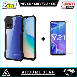 PROMO PAKET MURAH 2 IN 1 CASE VIVO Y21 / Y21S / Y21T / Y21A / Y33S / Y33T SERIES HARDCASE ARMOR TPU SHOOKPROF TRANSPARAN CASING + ANTI GORES CERAMIC MATTE ANTI SPY