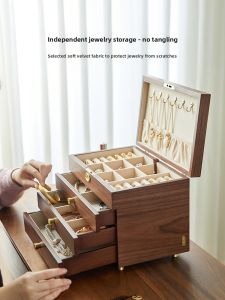 NALANDUOHAO | New Wooden Lockable Jewelry Box Multilayer