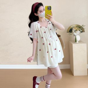Heavy Embroidery Cherry Sweet Maternity Set