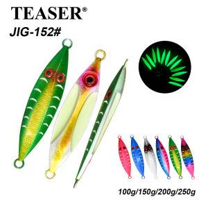 TEASER J152 100g 150g 200g 250g Saltwater Luminous Fishing Metal Jigging Lure Isca Pesca Long Casting Sinking Metal Jig Bait