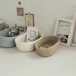 Nordic Cotton Rope Woven Storage Baskets Organize Boxes Desktop Sundries Organize Basket Sundries Key Cosmetics Storage