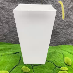 Bộ 02 chậu vuông cao trơn 27x45cm trồng hoa kiểng màu trắng sang trọng size trung nhựa dày đẹp