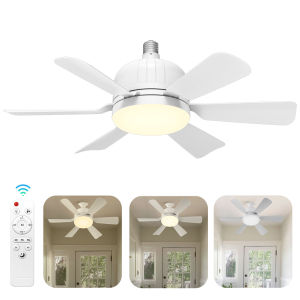 Brifit 2 in 1 Fan Light E26/E27 Socket LED Light 6 Blade Fan LED Fan Light Ceiling Fan with Light and Remote Control Timer Function 3 Wind Speeds Adjustable Color Temperature & Brightness Suitable for Living Room Bedroom Kitchen (3000k-6500k)