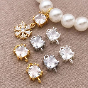 3/6pcs 7x10.5mm 18k Gold Plated Zircon Connectors Pendants Long-Lasting for DIY  Bracelet Necklace Jewelry Making Supplies