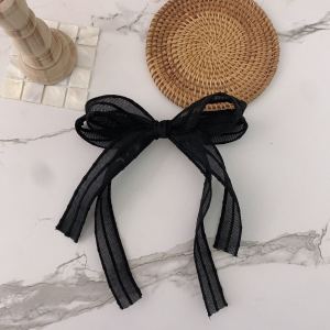 Elegant Black Bow Hair Clip Spring Summer New Style Top Clip Anti-Aging Hair Accessories Large Butterfly Knot Hairband