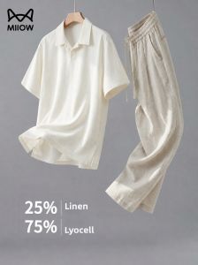 MiiOW | High-end Summer Tencel Linen Shirt & Trousers Set