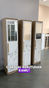 LUNARSOL Lemari Pakaian 1 Pintu | Lemari Baju Mini Cermin Kunci MORA 1P Series