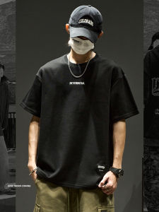 Áo Thun Nam Tay Ngắn Mùa Hè Màu Trắng Thêu Giản Dị Phong Cách Mỹ Rộng Rãi Đa Năng Thường Ngày Cotton Thoáng Khí