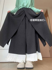 Deep Grey Tamarack Wide Leg Pants Womens Autumn Winter New Style Fat MM Meat Conceal Thin Lazy Loose Feeling Casual Straight Leg Pants