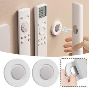 No Drill Magnetic Remote Control Holder Strong Adhesive Rotation for TV AC Router Power Strip Wall Organization White