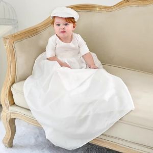 Baby Clothing New Arrival Dress for Baby Baptism Dress Short Sleeve Satin Flower Girl Long Party Dress