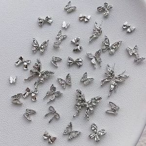 10 chiếc 1 gói/Bạc bướm trang trí móng tay/Stereo kim loại bướm cánh trang trí